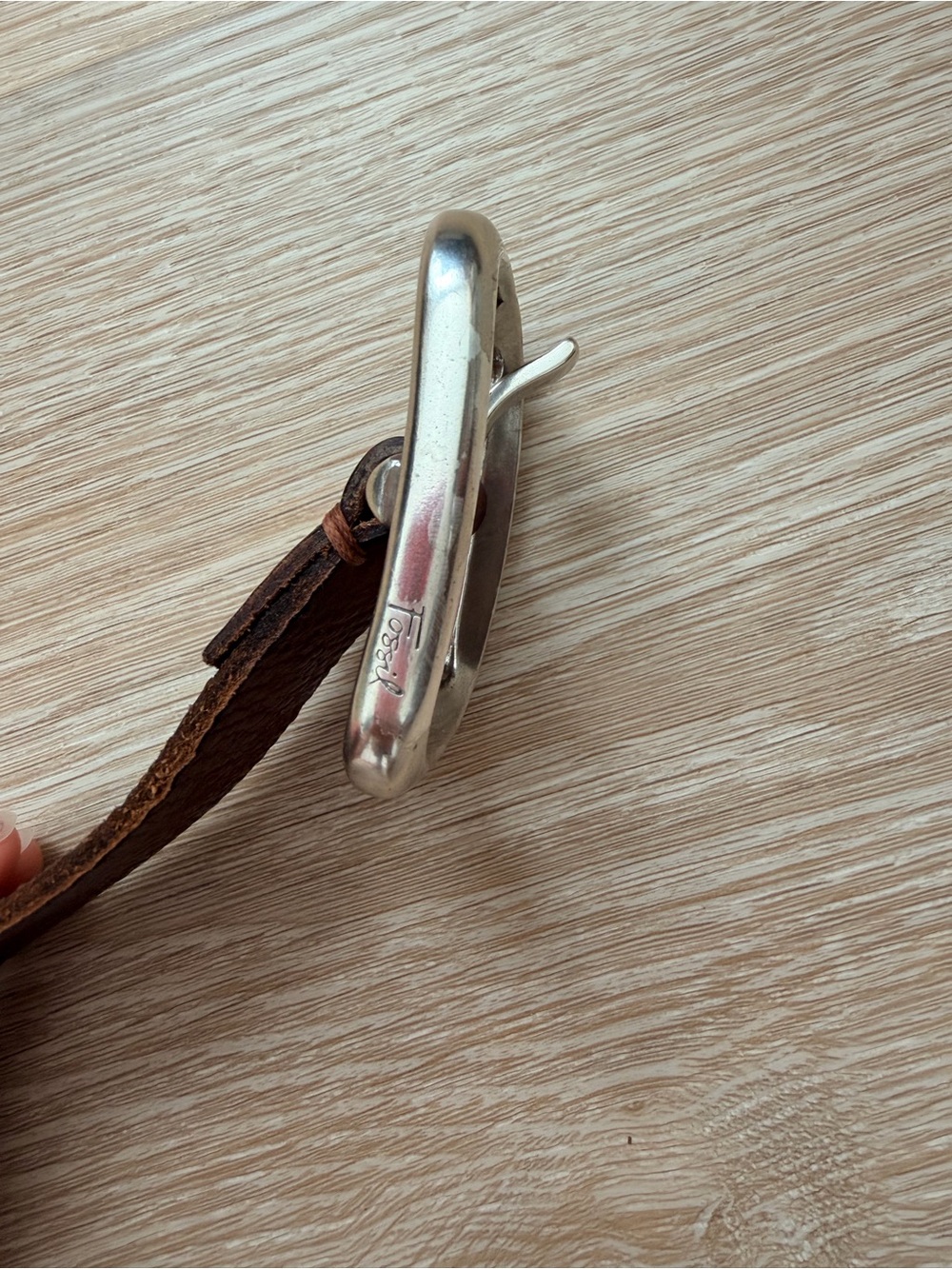 Vintage Y2K Fossil Genuine Leather Belt Brown Silver Statement Buckle Women’s S - Picture 6 of 16